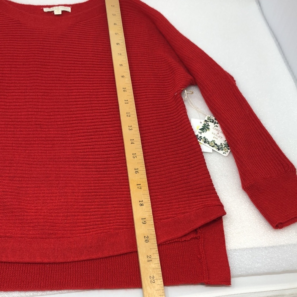 NEW Chelsea & Violet Girls Sweater Red Wool Blend Boatneck Ribbed Knit Medium - Picture 8 of 11